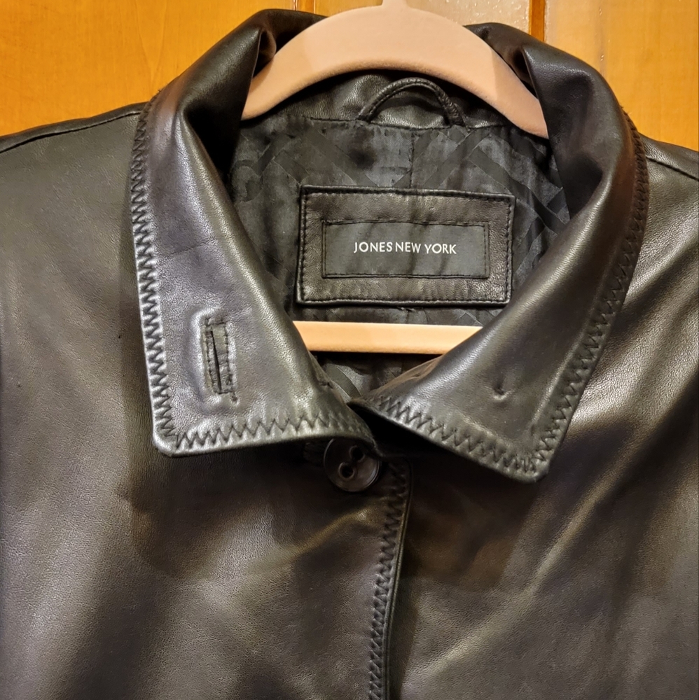 🦋Vintage Black Leather Swing Jacket 🦋Jones New York 1X Plus Womans - Picture 14 of 14